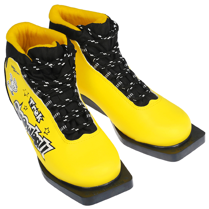 Ботинки лыжные TREK Snowball NN75 ИК, жёлтый, лого чёрный, размер 33 