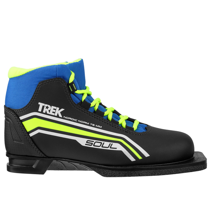 Ботинки лыжные TREK Soul NN75 ИК, цвет чёрный, лайм неон, размер 35 