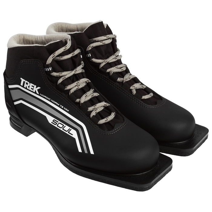 Ботинки лыжные TREK Soul NN75 ИК, цвет чёрный, лого серый, размер 35 