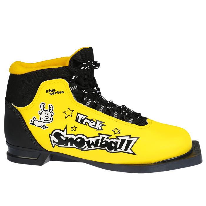 Ботинки лыжные TREK Snowball NN75 ИК, жёлтый, лого чёрный, размер 37 