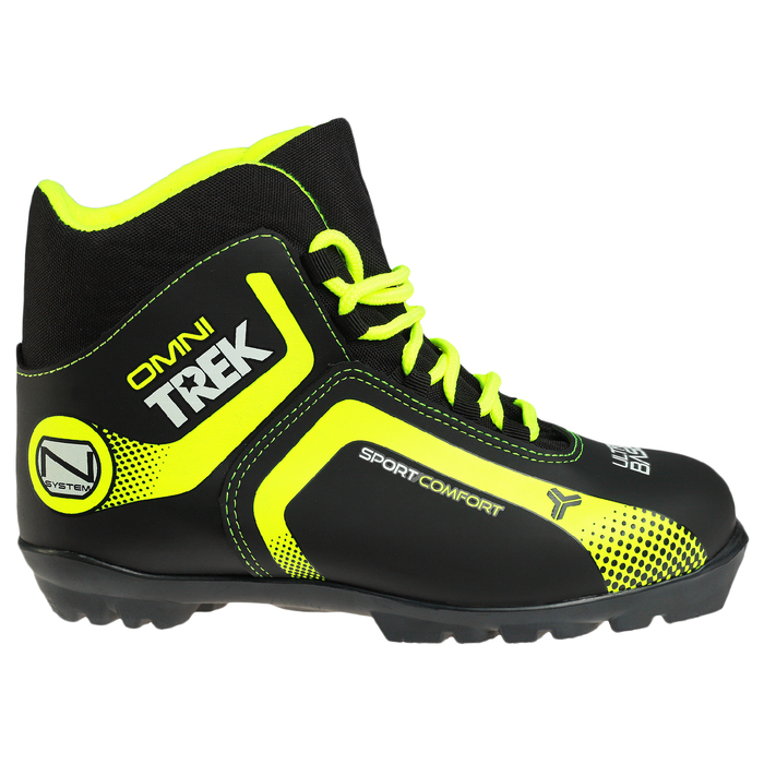 Ботинки лыжные TREK Omni 1 NNN ИК, цвет чёрный, лого лайм неон, размер 42 