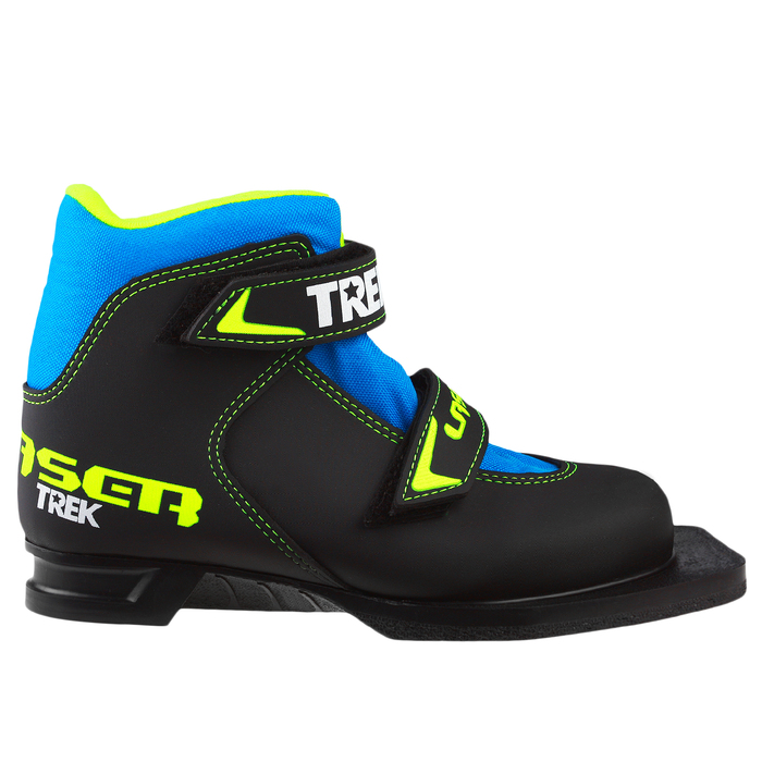 Ботинки лыжные TREK Laser NN75 ИК, чёрный, лого лайм неон, размер 34 