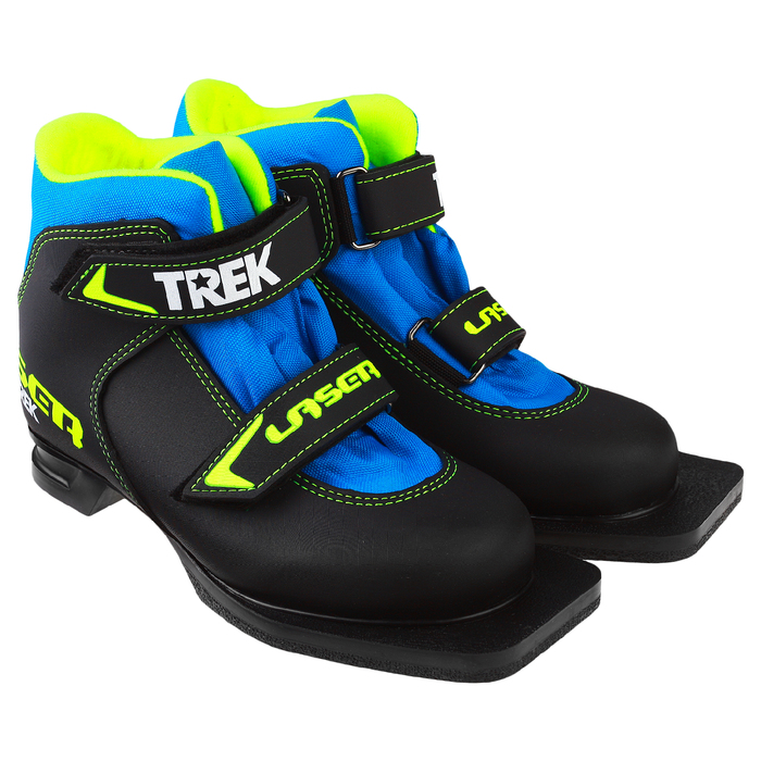 Ботинки лыжные TREK Laser NN75 ИК, чёрный, лого лайм неон, размер 34 