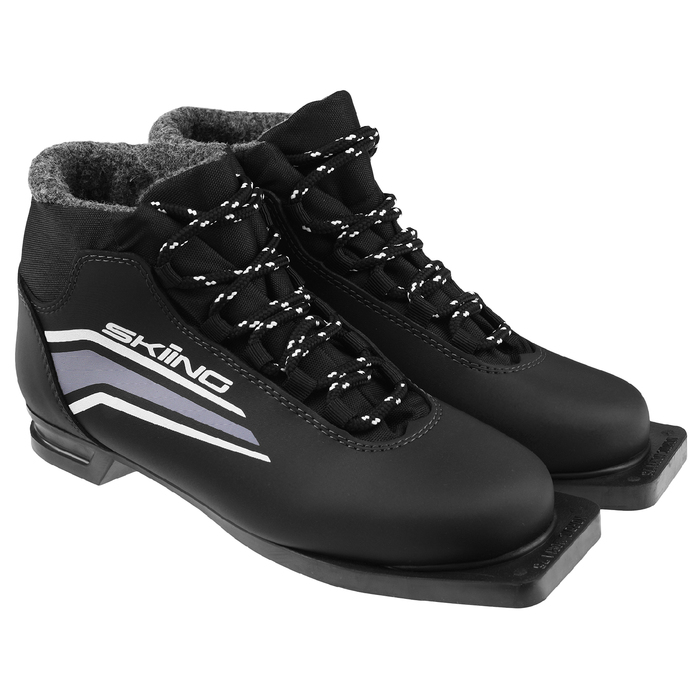 Ботинки лыжные ТРЕК Skiing ИК NN75, чёрный, лого серый, размер 39 