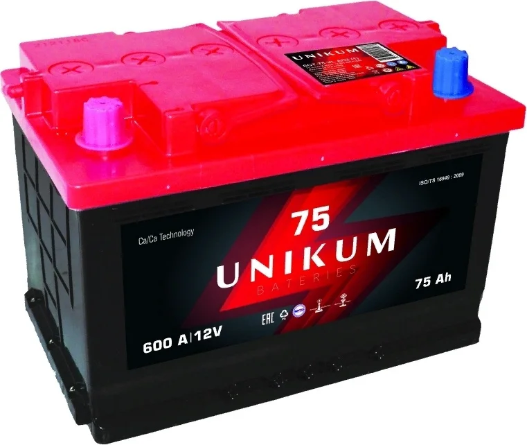 Аккумулятор Unikum 6СТ 75Ah АПЗ (+/-) 