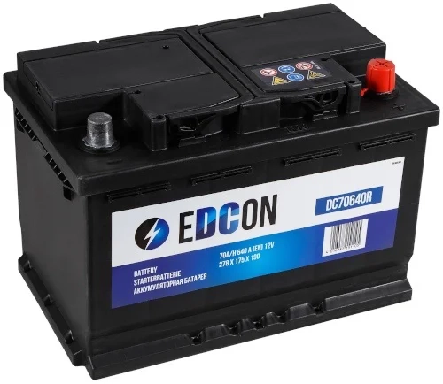 Аккумулятор Edcon DC70640R 278х175х190 мм 70Ah  -/+ 
