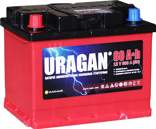Аккумулятор Uragan 6СТ-60 АПЗ п.п. R new 