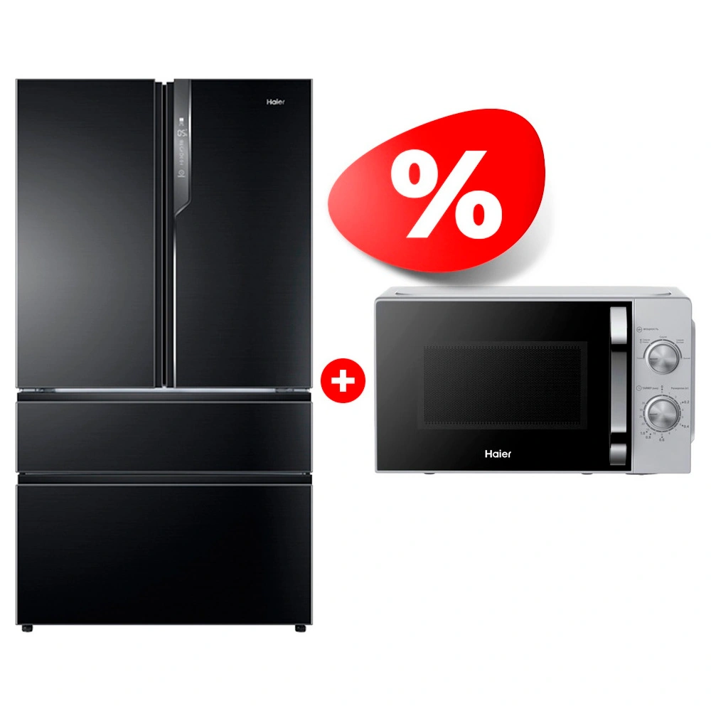 Комплект Холодильник Haier HB25FSNAAARU + СВЧ-печь Haier HMB-MM208SA 