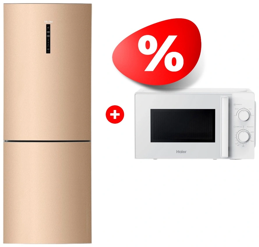 Жиынтық Haier тоңазытқышы C4F744CGG + Haier микротолқынды пеші HMB-MM207WA 