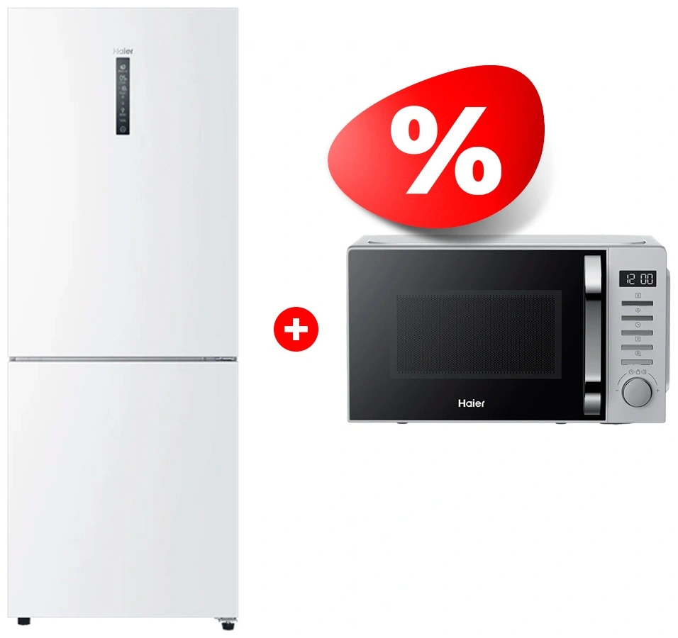 Жиынтық Haier тоңазытқышы C4F744CWG + Haier микротолқынды пеші HMB-DM208SA 