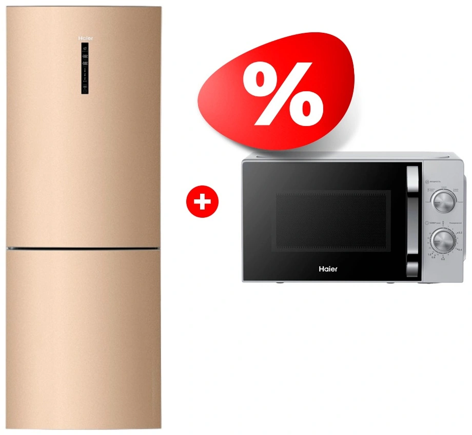 Жиынтық Haier тоңазытқышы C4F744CGG + Haier микротолқынды пеші HMB-MM208SA 