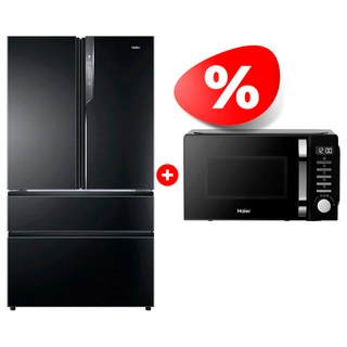 Комплект Холодильник Haier HB25FSNAAARU + СВЧ-печь Haier HMB-DM208BA 