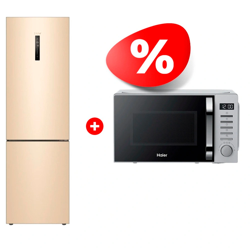 Комплект Холодильник Haier C4F640CGGU1 + Микроволновая печь Haier HMB-DM208SA 