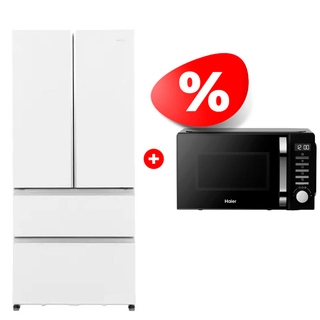 Комплект Холодильник Haier HB18FGWAAARU + СВЧ-печь Haier HMB-DM208BA 