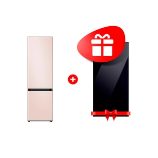 Комплект Холодильник Samsung RB38C7B6D39/WT + Декоративная панель для холодильника Samsung RA-B23EUT22GM черный глянец 