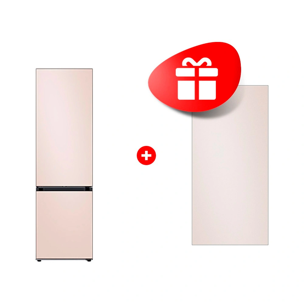 Комплект Холодильник Samsung RB38C7B6D39/WT + Декоративная панель для холодильника / бежевый матовый металл RA-B23EUTCEGG