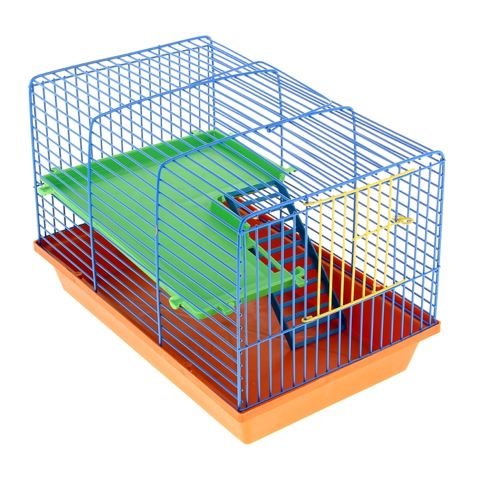 Клетка для грызунов 2-этажная, с пластиковыми полочками и лесенкой, 36 х 24 х 27 см 