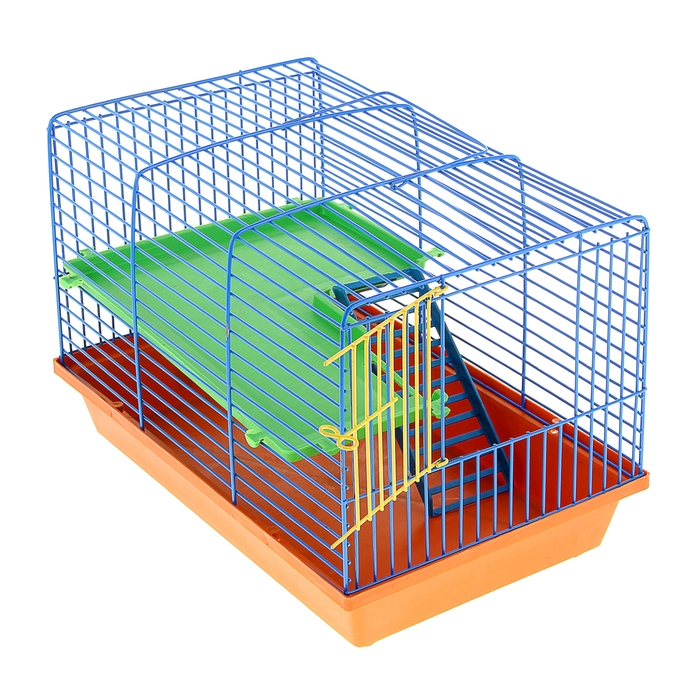 Клетка для грызунов 2-этажная, с пластиковыми полочками и лесенкой, 36 х 24 х 27 см 