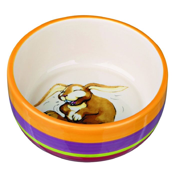 Миска Trixie керамическая для кроликов, 250 мл/ø 11 см, разноцветная/кремовая 