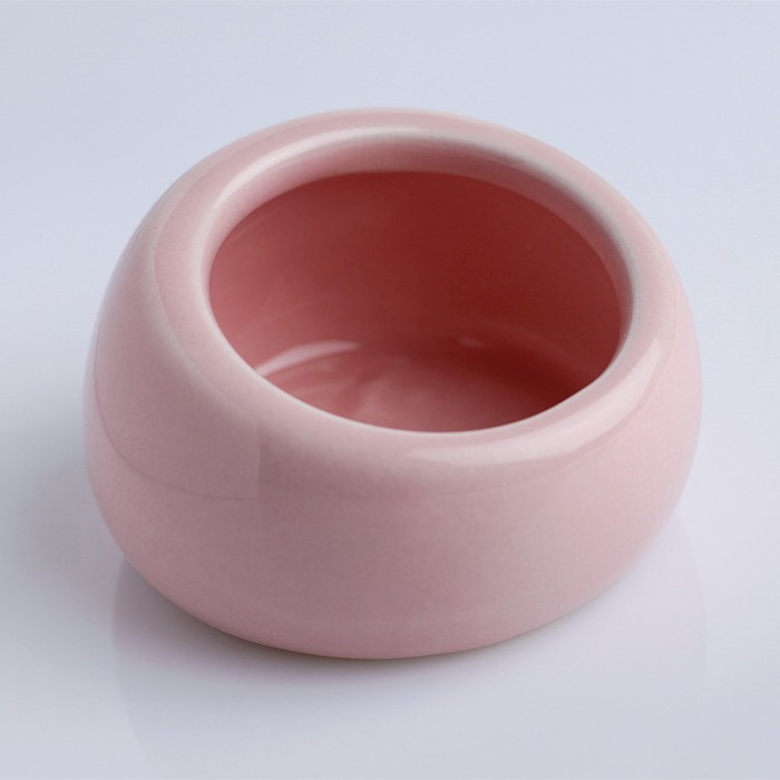 Миска керамическая для грызунов со скошенным краем, 5,7 х 5,7 х 3,5 см, розовая 