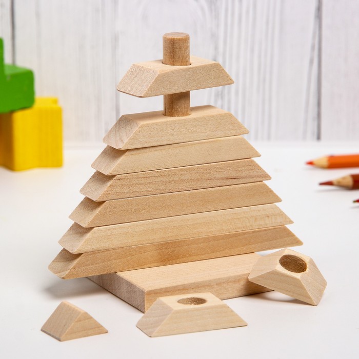 Пирамидка "Ёлочка", деревянная, материал: берёза 