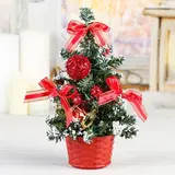 Ёлка декор 20 см красная снег 