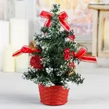 Ёлка декор 20 см красная снег  - фото 2