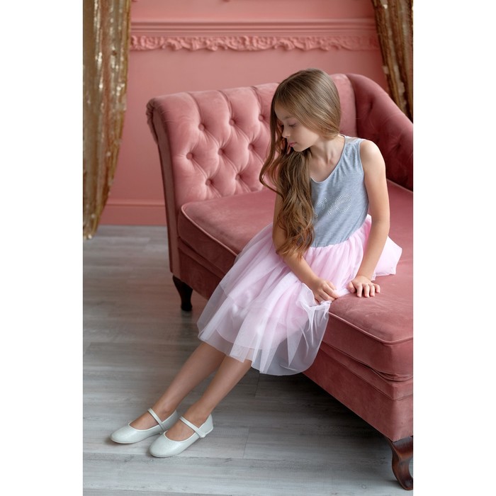 Платье нарядное детское KAFTAN, рост 110-116 см (32), серый, розовый 