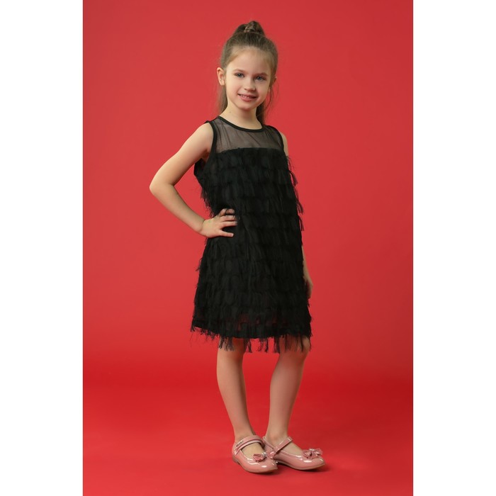Платье нарядное для девочки "Модница", рост 98-104 см, цвет чёрный 