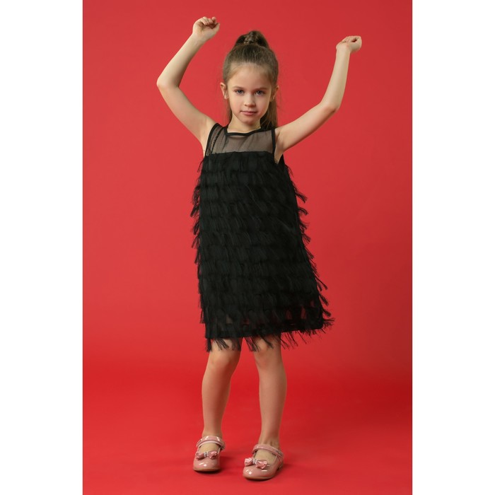 Платье нарядное для девочки "Модница", рост 92-98 см, цвет чёрный 