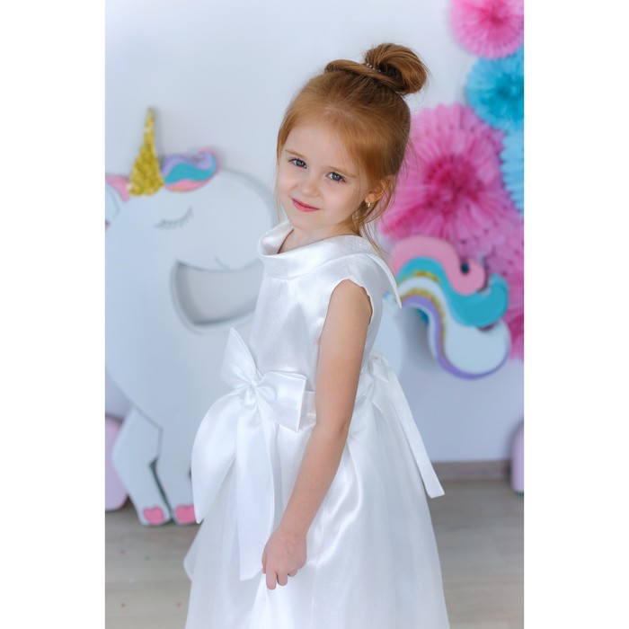 Платье нарядное для девочки MINAKU «Мерелин», рост 134 см, цвет белый 