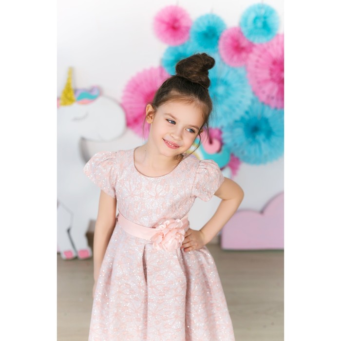 Платье нарядное для девочки MINAKU «Офелия», рост 134 см, цвет розовый/серебро 