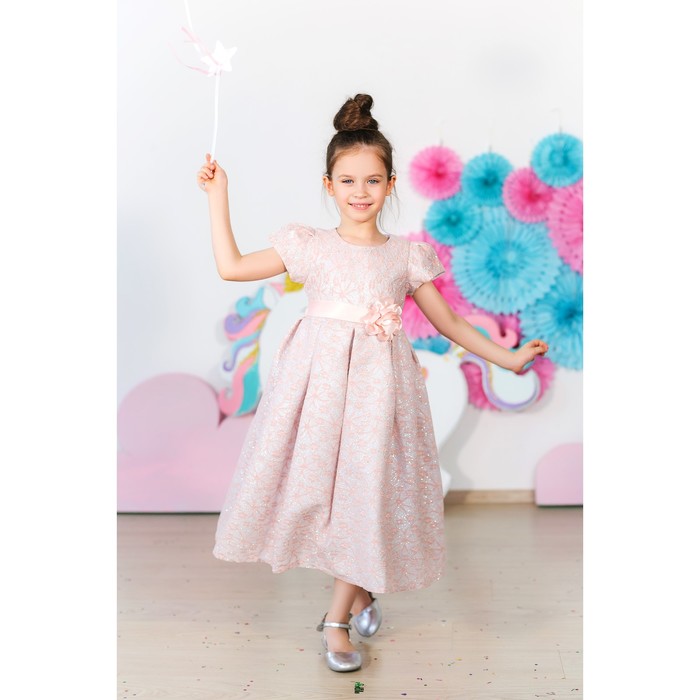 Платье нарядное для девочки MINAKU «Офелия», рост 128 см, цвет розовый/серебро 