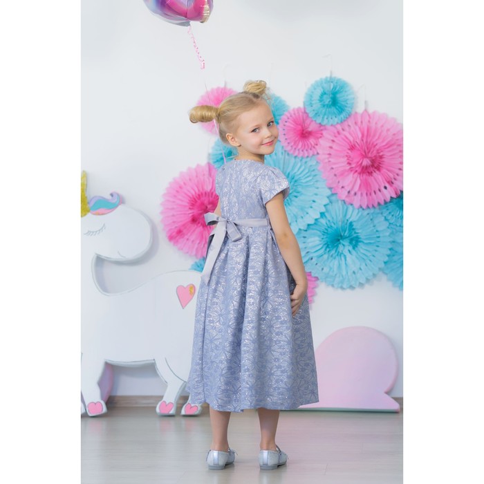 Платье нарядное для девочки MINAKU «Офелия», рост 128 см, цвет голубой/серебро 