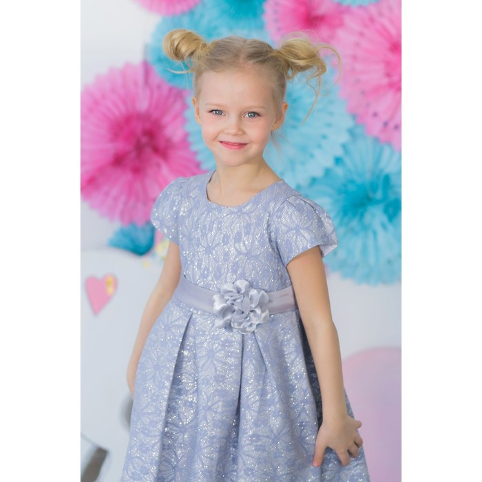 Платье нарядное для девочки MINAKU «Офелия», рост 128 см, цвет голубой/серебро 