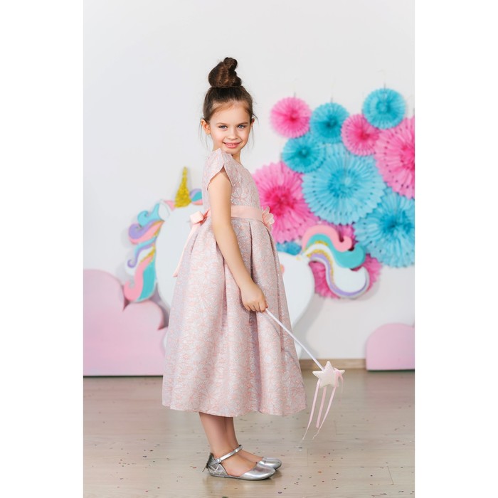 Платье нарядное для девочки MINAKU «Офелия», рост 110 см, цвет розовый/серебро 