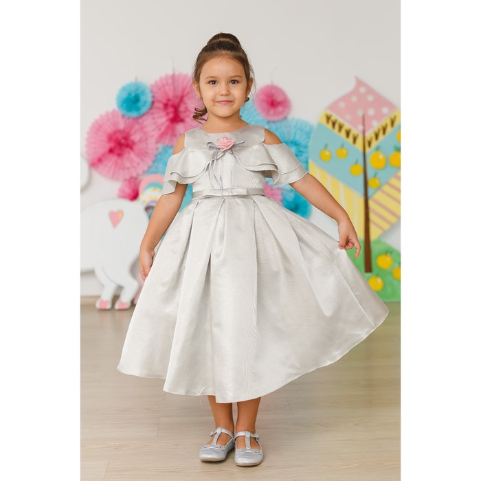 Платье нарядное для девочки MINAKU «Габриелла», рост 122 см, цвет серебро 