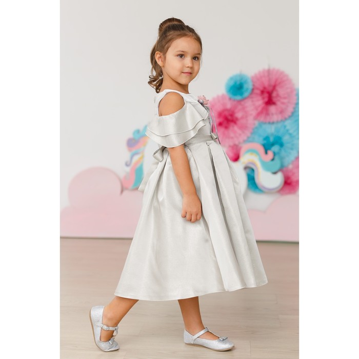 Платье нарядное для девочки MINAKU «Габриелла», рост 128 см, цвет серебро 