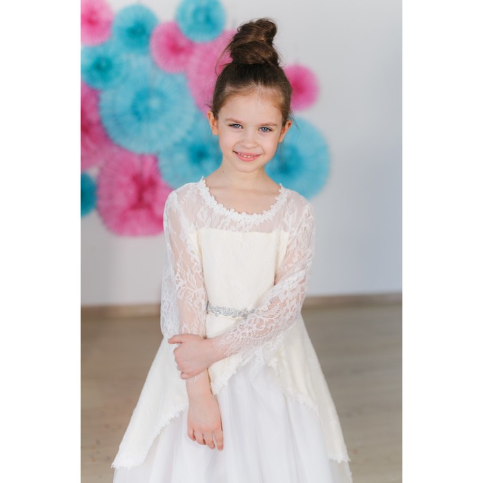Платье нарядное для девочки MINAKU «Белль», рост 116 см, цвет бежевый/белый 
