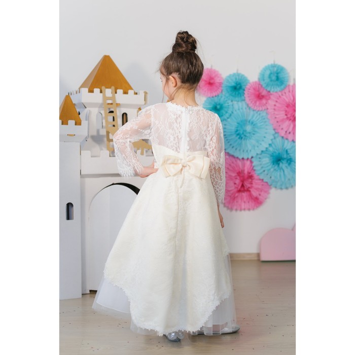 Платье нарядное для девочки MINAKU «Белль», рост 122 см, цвет бежевый/белый 