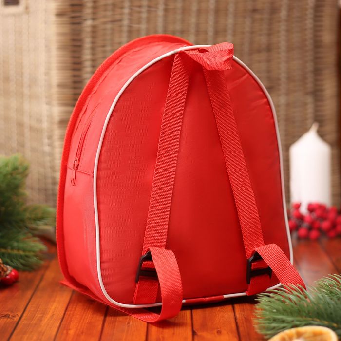 Рюкзак детский новогодний, отдел на молнии, цвет красный 