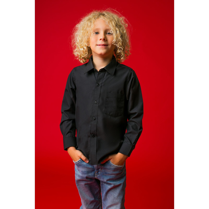 Рубашка для мальчика "Классическая", рост 134 см, цвет чёрный 