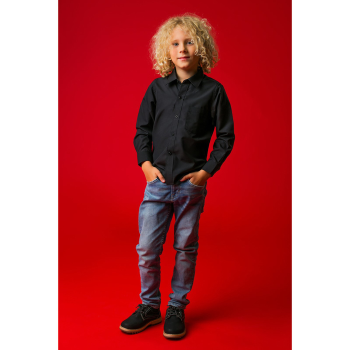 Рубашка для мальчика "Классическая", рост 134-140 см, цвет чёрный 