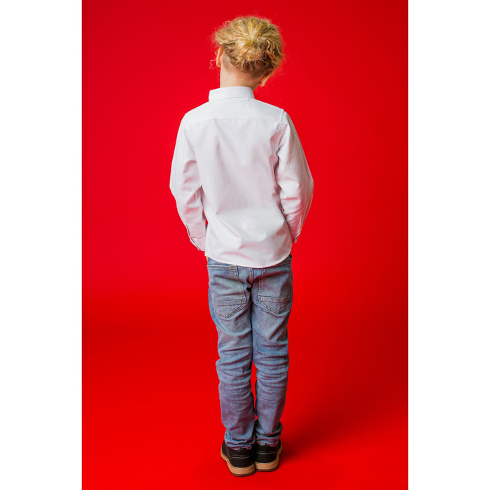 Рубашка для мальчика "Классическая", рост 128 см, цвет белый 