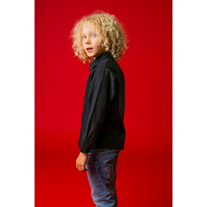 Рубашка для мальчика "Классическая", рост 140-146 см, цвет чёрный 