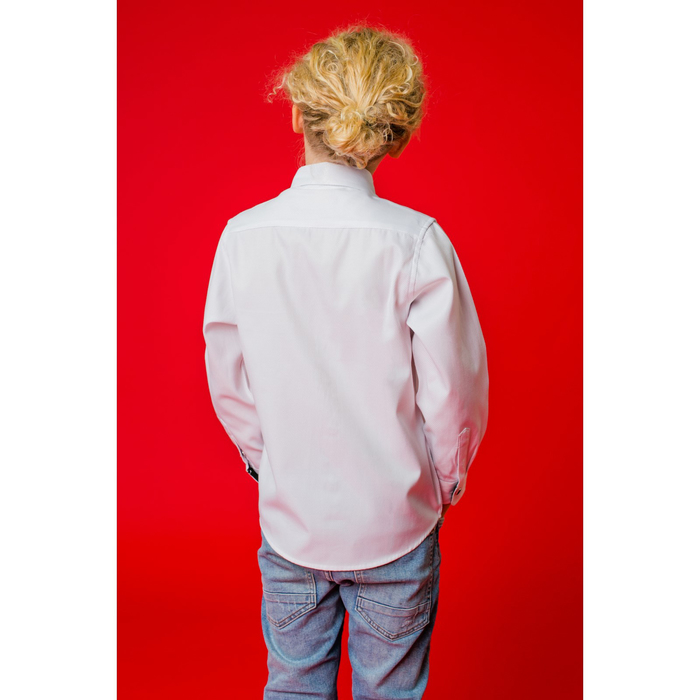 Рубашка для мальчика "Классическая", рост 128 см, цвет белый/чёрный 
