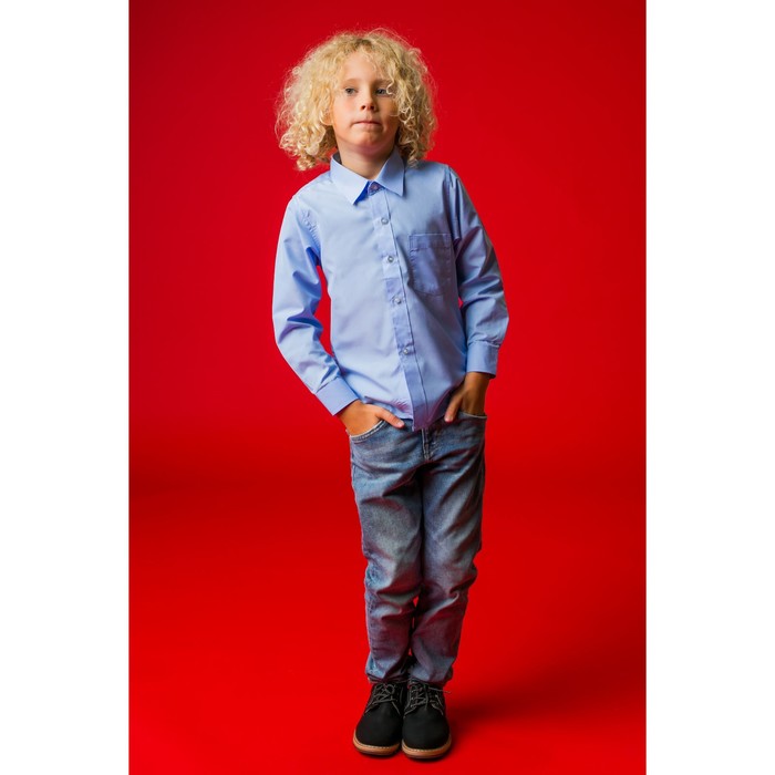 Рубашка для мальчика "Классическая", рост 140-146 см, цвет голубой 