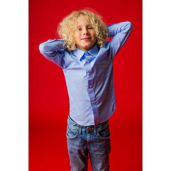 Рубашка для мальчика "Классическая", рост 140-146 см, цвет голубой 