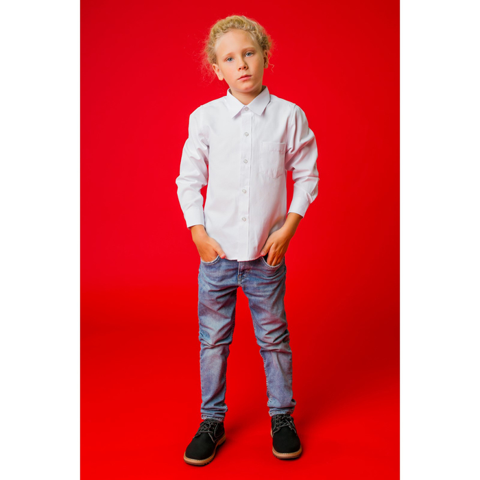 Рубашка для мальчика "Классическая", рост 146 см, цвет белый 