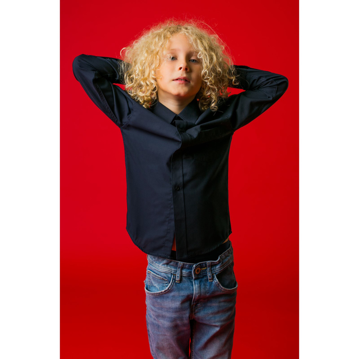 Рубашка для мальчика "Классическая", рост 134-140 см, цвет тёмно-синий 